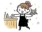 カフェで働く女性ウェイトレスのフリーイラスト | おしゃれ・商用利用OK