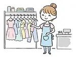 アパレルショップで働く女性店員のフリーイラスト | おしゃれ・無料素材