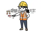 工事現場の女性交通誘導員のフリーイラスト | かわいい・商用利用OK