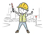 道路で交通誘導する女性警備員のフリーイラスト | かわいい・無料素材