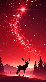 【無料】クリスマスの赤い夜空とトナカイのイラスト背景素材 | 高画質・スマホ用フリー素材