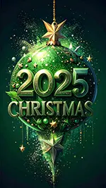 【2025年・無料】豪華なクリスマスオーナメントの背景素材（緑）| 高画質・スマホ用イラスト