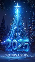 【2025年・無料】青い光のクリスマスツリー背景素材 | 幻想的な高画質イラスト