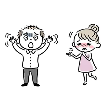 A cute free illustration of a man screaming in shock after learning the woman he met at a matchmaking event is married.