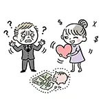 Illustration of a man encountering a woman after his money in matchmaking [Free material]
