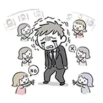 Illustration of a man in despair after being rejected by everyone at a matchmaking party [Free material]