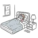 Free Illustration of a Woman Resting at Home Due to Influenza