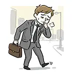 Free Illustration of a Man Walking Home from Work Coughing with Influenza