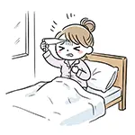 Free Illustration of a Woman Surprised by Thermometer Reading with Flu