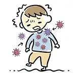 Free Illustration of a Child Bringing Home Influenza Virus Attached to Clothes