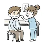 Free Illustration of a Man Receiving a Nasal Flu Test at the Hospital