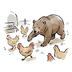 [Free Illustration] Bear Attacking Chickens in a Coop | Commercial Use OK