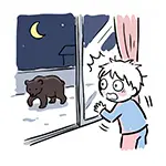 [Free Illustration] Child Scared by Bear Outside Window | Commercial Use OK