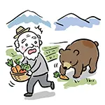[Free Illustration] Bear Stealing Carrots and Farmer in Field | Commercial Use OK