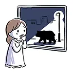 [Free Illustration] Woman Scared by Bear Shadow Illuminated by Streetlight | Commercial Use OK