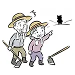 [Free Illustration] Farmer Noticing Bear Silhouette in Field | Commercial Use OK