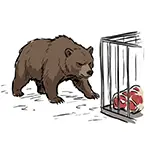 [Free Illustration] Bear Lured by Cage Trap and Meat | Commercial Use OK
