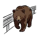 [Free Illustration] Bear Walking Beside Road Guardrail | Commercial Use OK