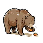 [Free Illustration] Bear Eating Ripe Persimmon | Commercial Use OK