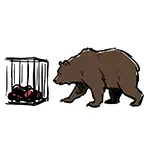 [Free Illustration] Bear Approaching Meat in Cage Trap | Commercial Use OK