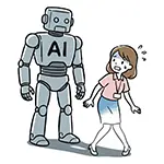 Fear of AI Taking Jobs? Free Illustration of Woman Chased by Robot
