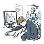 Poor Performance and Replacement by AI 'Change' Free Illustration