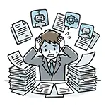 Contrast between Overwhelmed Human and Efficient AI Free Illustration