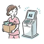 Free Illustration of Nurse Retiring After Losing Job to AI Reception Machine