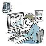 Free Illustration of Man Predicting Unemployment Looking at Delivery Automation Graph