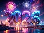2026 Countdown Fireworks Illustration Free | Night View and Stylish Text