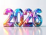 2026 Stylish 3D Text Illustration Free | High Quality Material Shining in Rainbow Colors