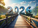 2026 Bridge to the Future Illustration Free | Beautiful Background of Lake and Mountains