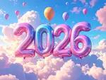 2026 Pastel Balloon Illustration Free | Cute Image Floating in Blue Sky
