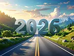 2026 Road to Future Illustration Free | Landscape Background of Road and Mountains