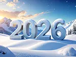 2026 Snowy Mountain and Snow Text Illustration Free | Beautiful Winter Landscape Image