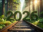 2026 Forest Railway Illustration Free | Beautiful Landscape Background of Green and Light