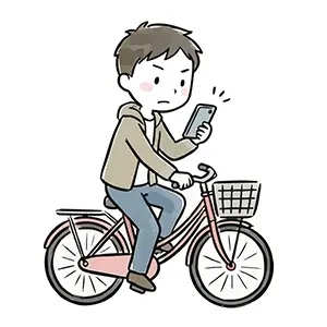 スマホを注視しながら自転車を運転するながらスマホの危険なイラスト
