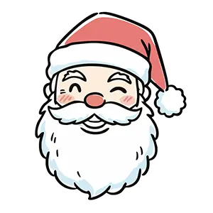 赤い帽子をかぶって微笑むサンタクロースの顔のイラスト
