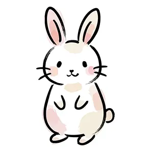 立っている姿がかわいいウサギ(卯)のイラスト。年賀状や干支のデザインに使える無料フリー素材。