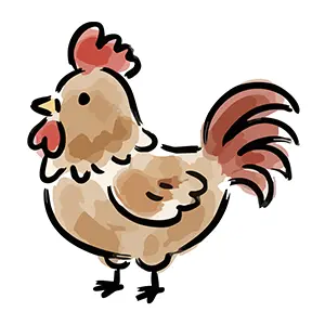 ふっくらとかわいいニワトリ(酉)のイラスト。年賀状や干支のデザインに使える無料フリー素材。