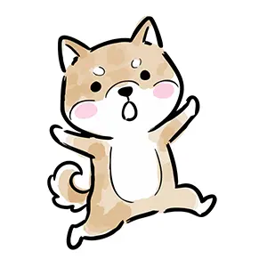驚いてジャンプするかわいい柴犬(戌)のイラスト。年賀状や干支のデザインに使える無料フリー素材。