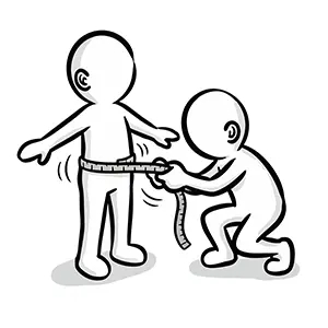 メジャーを使って人物のお腹周り・腹囲を測定しているメタボ検診のイラスト