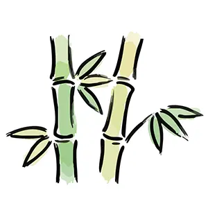 節のある青竹と笹の葉を描いた爽やかな手書き風イラスト