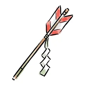お正月の縁起物である破魔矢(はまや)を描いた手書き風の和風イラスト