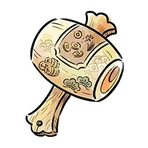 金運や幸運を招く縁起物である打ち出の小槌の手書き風イラスト