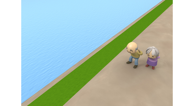 年配者｜歩く｜川沿い - 医療/病気/介護/病院/人物/写真/イラスト/無料ダウンロード