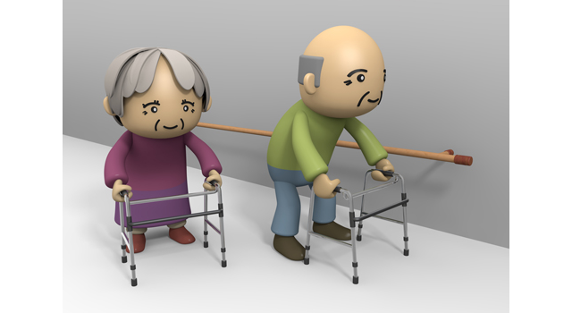 おばあさん/おじいさん/歩行器 - 医療/病気/介護/病院/人物/写真/イラスト/無料ダウンロード