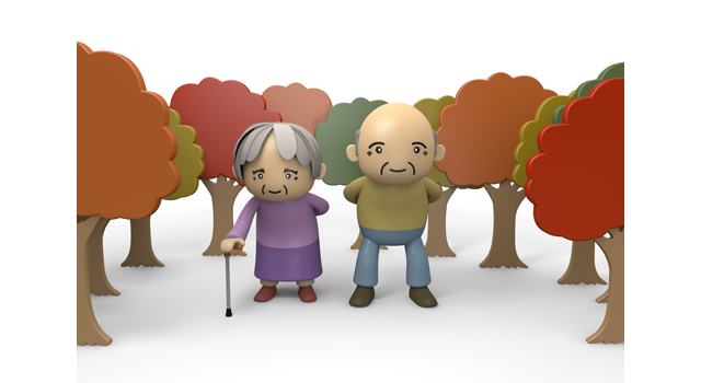 秋/老人/歩く - 医療/病気/介護/病院/人物/写真/イラスト/無料ダウンロード