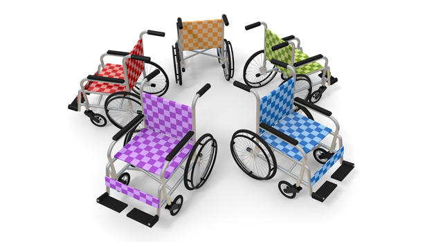 車椅子｜5台｜カラフル - 医療/病気/介護/病院/人物/写真/イラスト/無料ダウンロード
