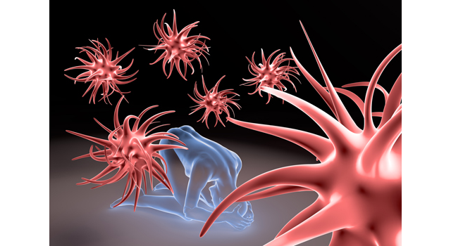ウィルスの攻撃｜人｜身を守る/細菌/赤い｜病/やまい｜心臓/胸 - 医療/病気/介護/病院/人物/写真/イラスト/無料ダウンロード